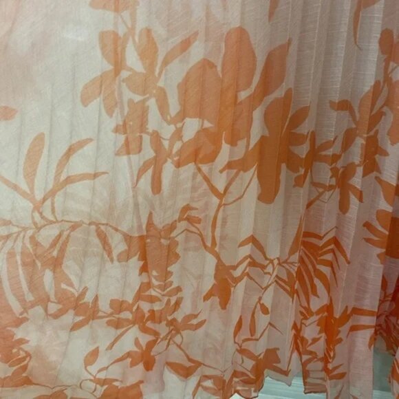 Karen Millen Ombre Floral Pleated Bustier Maxi Dress - Orange Size US 8 - Picture 6 of 8
